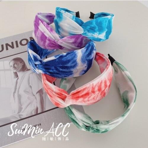 Beach Colored Cross Headbands Hair Hoops For Women Solid Color Chinese Style Soft Fabric Hairbands Bathroom Headwrap Wholesale