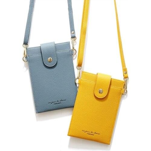 Women Handbag Purses Solid Color Leather Shoulder Strap Bag Mobile Phone Bag Card Holders Wallet Purses Crossbody bag for Girls