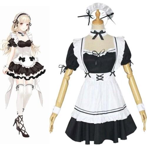 Anime Women Maid Outfit cute Long Dress Black and White Dresses Men Dress Costume Halloween Cosplay Cafe Apron Costume