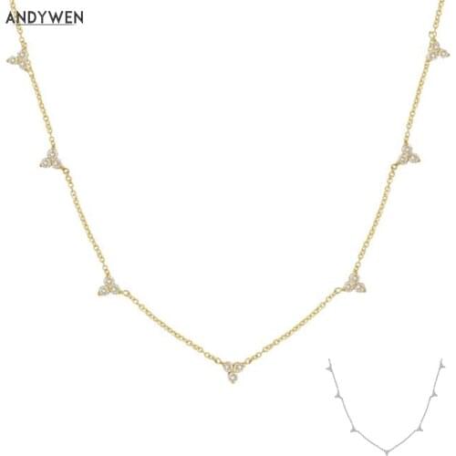 ANDYWEN 925 Sterling Silver Clear Zircon CZ Charm Luxury Choker Necklace 2021 Women Wedding Party Jewelry Gift Valentiens