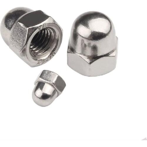 100Pcs DIN1587 M3 M4 M5 M6 M8 304 Stainless Steel Cap Nuts Decorative Cover Semicircle Acorn Nut