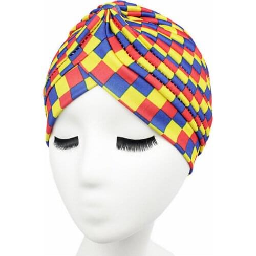 120pcs/lot rainbow color Turban Head Wrap Band Sleep Hat Chemo Bandana Pleated Indian Turban hat