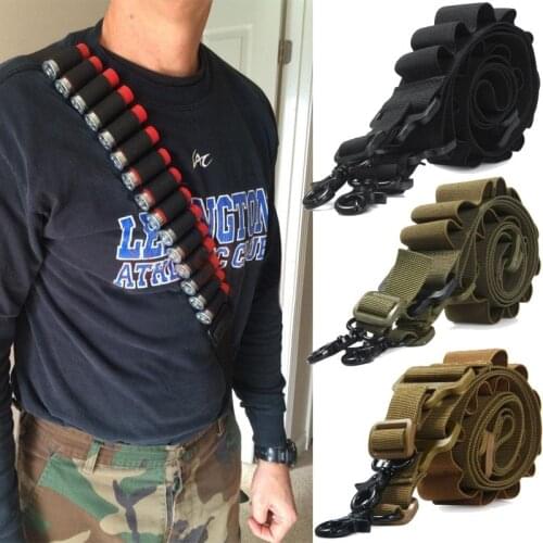 2 Point Rifle Shotgun Gun Sling Bandoleira 15 Shell Ammo Holder Bandolier 12Ga 20Ga