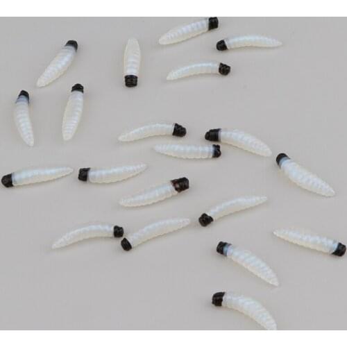 20pcs Soft Plastic Fishing Wax Worms Artificial Bee Moth Silicone Larva Wiggler Glow Maggot Grub Lure Baits Assorted Colors