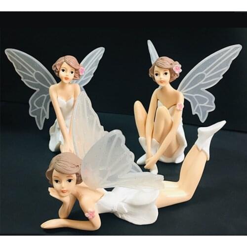 3pc Flower Girls Elf Statues Cake Ornament Wedding Decor Miniature Craft Model Mini Garden Fairy Decoration DIY Accessories