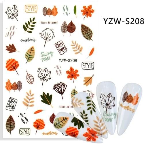 3D Nail Sticker Tree Leaf Geometry Slider Nails Art Decoration Wraps Decals Design Adhesive Manicure Tips Stickers Pegatina