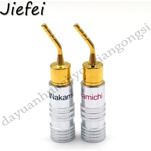 4-100pcs New High Quality 24K Gold Plated Nakamichi Speaker Pin Angel 2mm Pin Banana Screw Lock Plug Connector