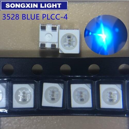 50pcs 3528 blue PLCC-4 Common Super Bright LED taillights SMD New original USE For CAR Lighting