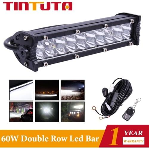 60W Work bar Single Row super Slim LED Light bar 7 inches 3030 20LED Universal LED For Lada Truck 4x4 SUV ATV Niva 12V 24V Auto