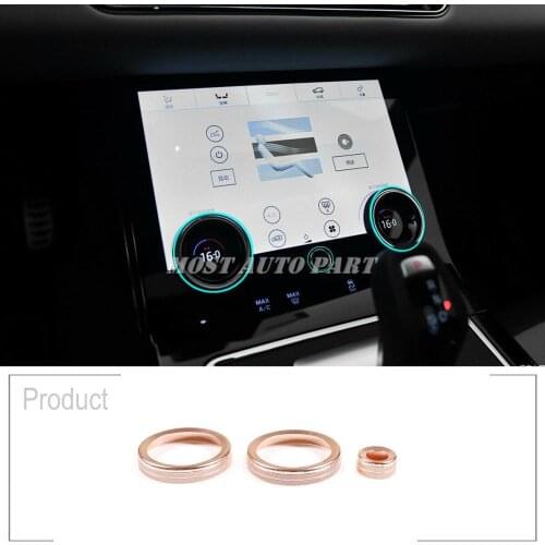 Gold Aluminium Alloy Interior Central Console A/C Air Conditioning knobs Cover Trim For Land Rover Range Rover Velar 2017-2020
