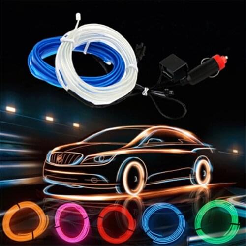Car Interior Lighting 1m/2m/3m/5m Strips Auto LED Strip Garland EL Wire Rope Car Decoration Neon LED lamp Flexible Rope Tube