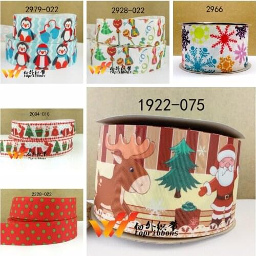 Free shipping 50 yard per size christmas ribbon printed grosgrain ribbon 1922