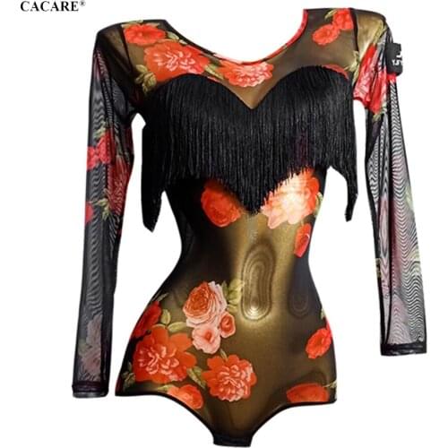 Bodysuit for Ballroom Dance Competition Dresses Waltz Tango Dance Dresses Standard Flamenco Wear Costume D0772 Body Tassels