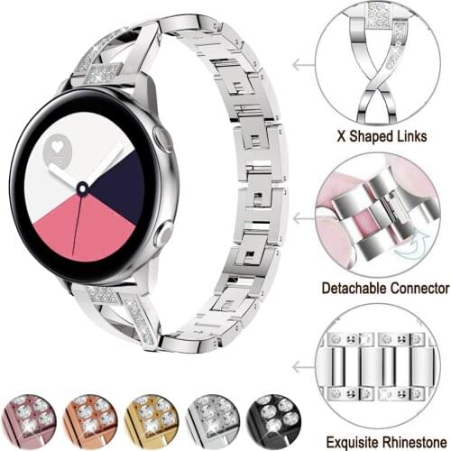 For Samsung galaxy watch Active 2 40 44/3 41 For Garmin Forerunner 245 645/Vivoactive 3 wristband stainless steel accessories