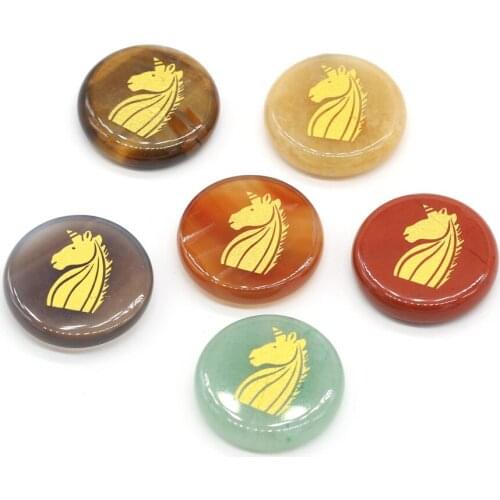 Natural Stone Beads Ornaments Round Crystal Agates Stone Pendant Charms Accessories No Hole for Jewelry Making Necklace Bracelet