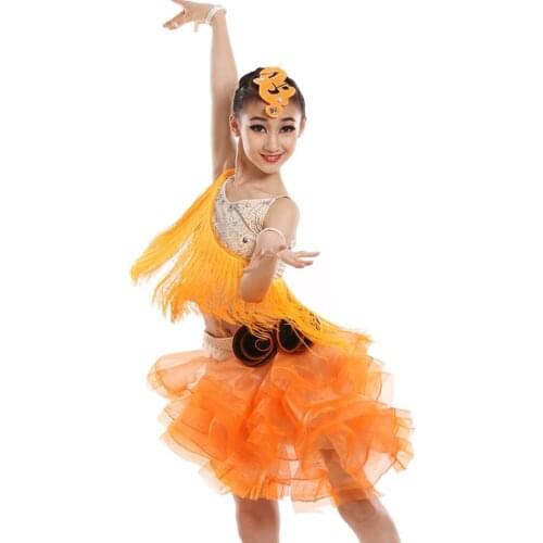Customize children Latin dance performance costumes professional woman tassel sequined Rumba Samba tango dance competition dress