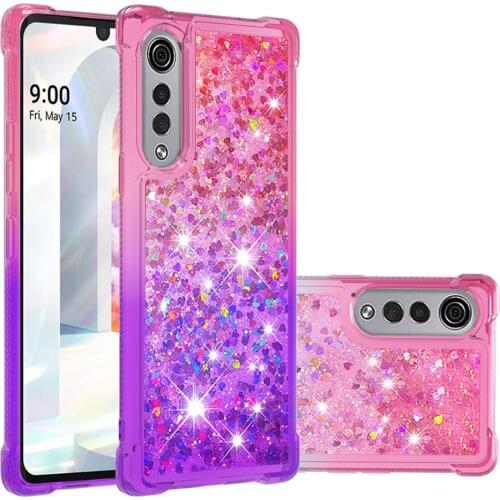 Gradient Moving Glitter Sequin Liquid Quicksand Case For LG Velvet 4G 5G / G9 Velvet Phone Case Cushion Reinforced Corners Cover