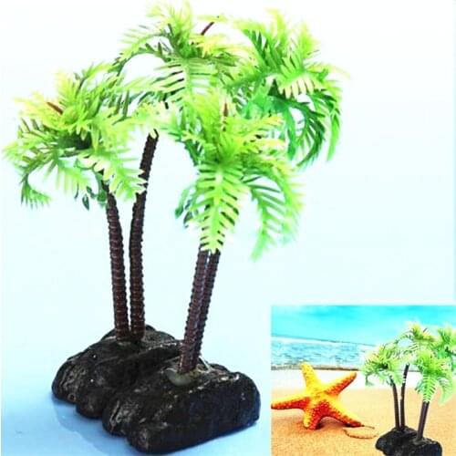 1Pc Artificial Aquarium Plants Plastic Coconut Palm Trees Ornament Fish Tank Water Plants Aquarium Decoration