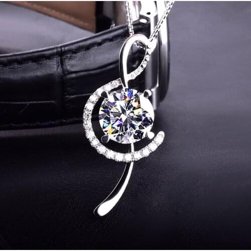 QTT Exquisite Chain Necklace Bling Round Zircon Pendants Necklace Silver Necklace For Women Wedding Jewelry Accessories