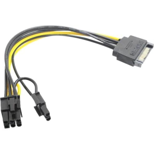 15Pin SATA Male to 8Pin(6+2) PCI-E Power Supply Cable SATA Cable 15-Pin to 8 Pin Cable 18AWG Wire for Graphic Card