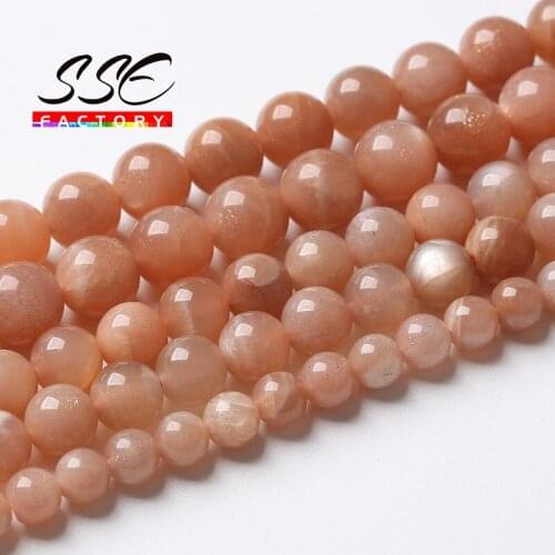 Natural Sunstone Round Beads For Jewelry Making Loose Spacer Stone Beads DIY Bracelet Necklace Accessories 4 6 8 10 12MM 15"inch