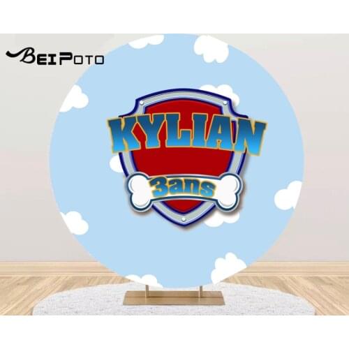 Customize blue cloud Round Photography Background Circle Backdrop baby shower Photo Studio Birthday Party Table Cover Y735