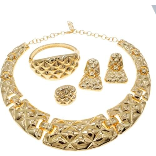 Best Selling Latest Design Brazilian Gold Ladies Necklace Jewelry Set Brazil Luxury Banquet Jewelry Set H0014