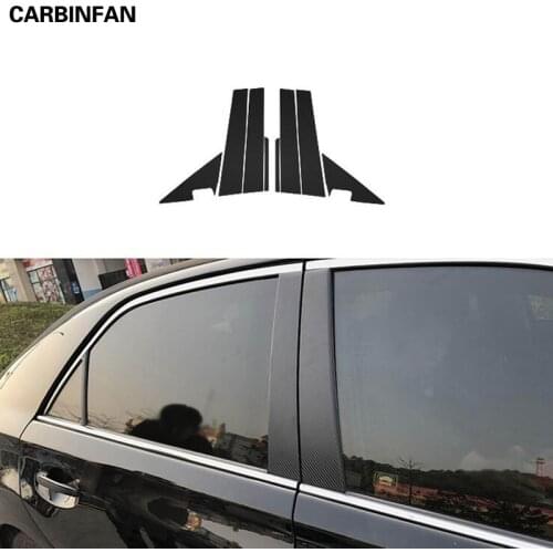 Car Styling Carbon Fiber Window Trim Garnish Pillar Middle Sticker Decoration Film For Toyota Reiz 2010 2011 2012 2013