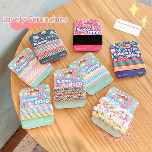MueRaa 10 pcs/set Women GIrls Fashion Elastic Hairband Scrunchies Korean Style Colorful Headband Rubber Band Hair Accessories