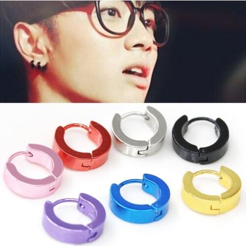 Men Earrings Titanium Steel Stud Earrings For Women Brincos Earing Red Balck Purple Gold Blue color Single earings Jewelry