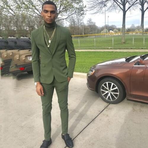 Green Slim Fit Casual Mens Suits 2019 Wedding Tuxedos Groom Wear 3 Pieces (Jacket+Pants+Vest) Fromal Prom Suits Costume Homme
