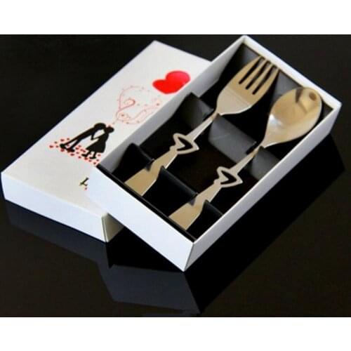 100 Stainless Steel heart shaped dinnerware tableware set for wedding favors and gifts table decor LX3669