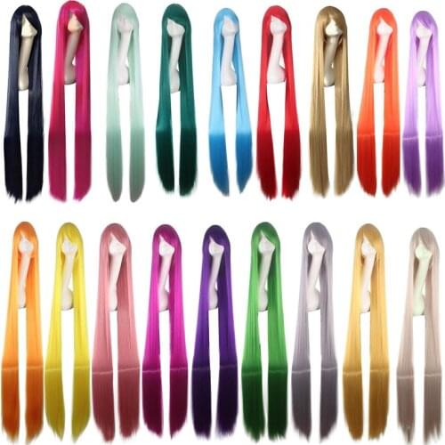 150CM 60''Long Straight cosplay Wig 20 colors blonde blue pink silver Wig Synthetic Hair Women Cosplay Party common 150 cm Wigs