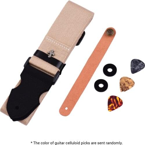 Adjustable Guitar Strap Shoulder Belt With Guitar Picks Strap Lock Button Headstock Adaptor for Acoustic Guitars Electric Guitar