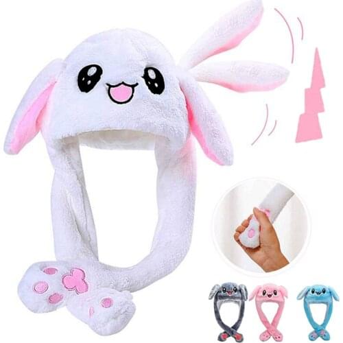 Rabbit Hat Moving Ears Cute Cartoon Toy Hat Men Funny Hat Women Hat Bunny Rabbit Fur Hat Winter Hat For Kids Adult Women Hat