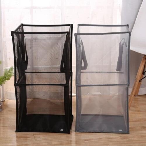 Portable Wall Hanging Laundry Basket Convenient Large Capacity Stable Mesh Folding Toy Clothes Laundry Basket for Indoor