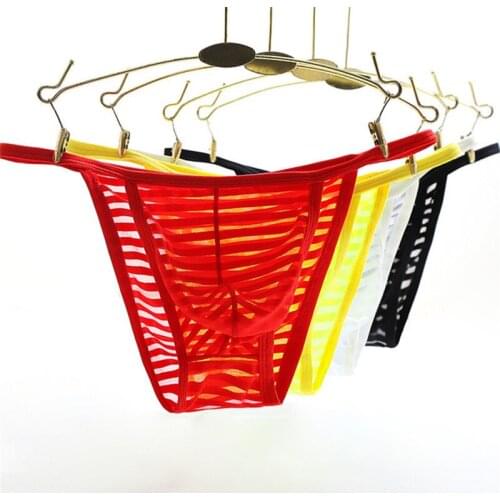 4Pcs/Set Super Thin Transparent Mens Erotic Underwear Sexy Thongs and G-string Seamless Male Briefs Plus Size Mens Sexy T Back