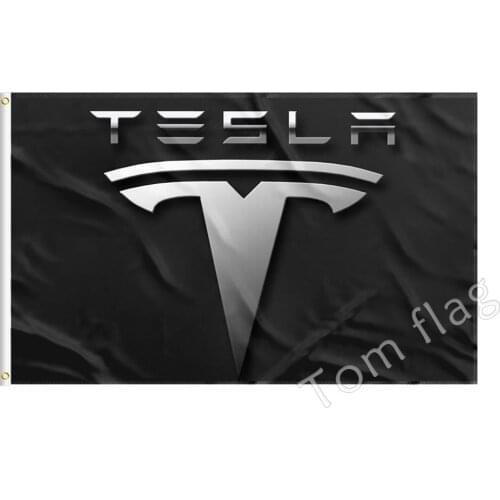 Tesla car flag 60 * 90cm (2 * 3ft) 90 * 150cm (3 * 5ft) size Christmas decorations for home and garden