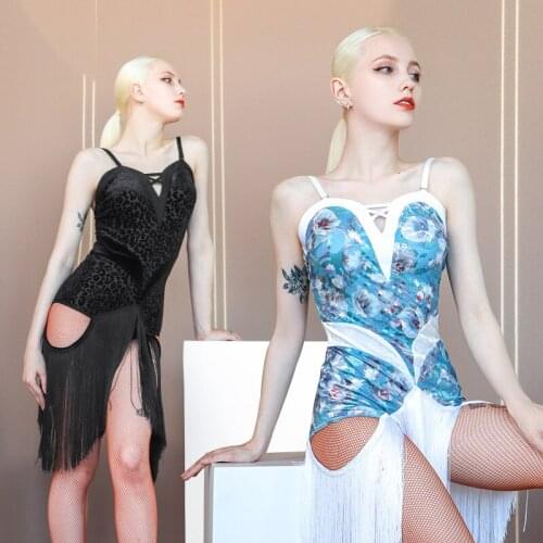 Latin Dance Dress For Women New Suspender Practice Dress Female Fringed Dress Ballroom Latin Dance Competition Dresses DN9637