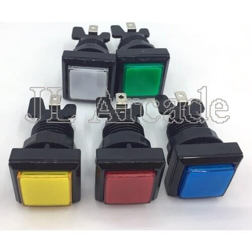 1pcs 33mm Square Arcade Button LED Illuminated Push Button with Microswitch for Arcade Games (DC 12V, 5 colors)
