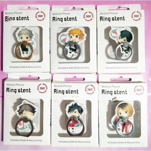 1pc Hot Sale Anime Haikyuu Finger Ring Mobile Phone Stand Phone Holder Acrylic 360 Degree Ring Stent Action Figure Toys Gift
