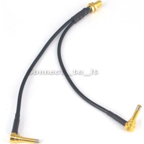 100 Pcs ship by DHL RF Cable SMA/F Female to Dual MS156 Double Plug Right Angle Connector Adapter Extension Modem Cable 6