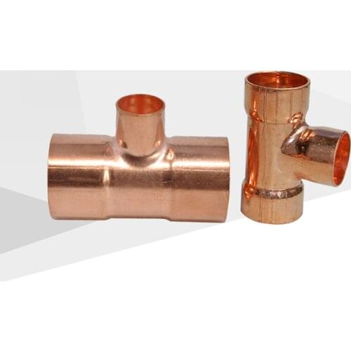 19 22 28mm To 6.35 10 12.7 15 16mm ID 99.9% Copper End Feed Solder Reducing Tee 3 Ways Plumbing Fitting For Air Condition