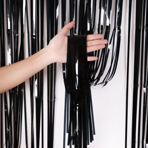 2M Happy Halloween Party Background Decor Rain Curtain Black Orange PVC Wall Decoration for Halloween Party Home Bar Horror