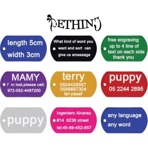 2pcs/lot Customized engraving DOG ID TAGS Drone signage aluminum rectangle shape dog pet tags identification collar tags