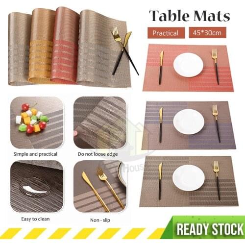 2PC PVC Heat-Resistant Non-Slip Teslin Table Mat Washable Placemats For Cup Tableware Bowl Western Food Coaster Kitchen Tool