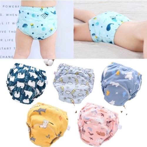 6 Layer Waterproof Reusable Cotton Baby Training Pants Infant Shorts Underwear Cloth Baby Diaper Nappies Panties Nappy Changing