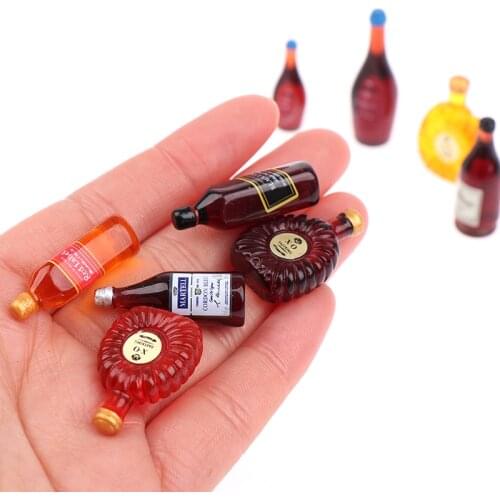 9Pcs/Set Resin Cute Dollhouse Mini Simulation Wine Whiskey Miniature Bottles Pretend Play Toys
