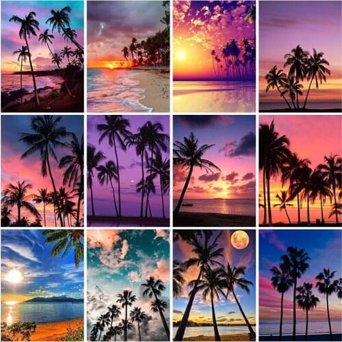 DIY 5D Diamond Painting Sea View Sunset Diamond Art Embroidery Cross Stitch Full Round/Square Drill Resin Craft Home Decor Gift