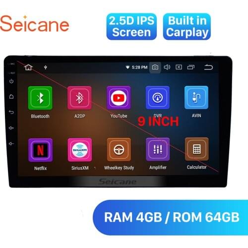 Seicane 1 Din Universal 9 inch Android 10.0 Car Radio GPS Navigation Head unit Player TPMS Steering Wheel Control Mirror Link
